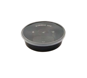 250 ml Black Round Container Flat