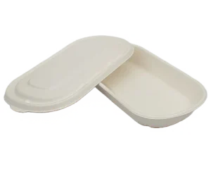 500 ml White Bagasse Tray With Lid